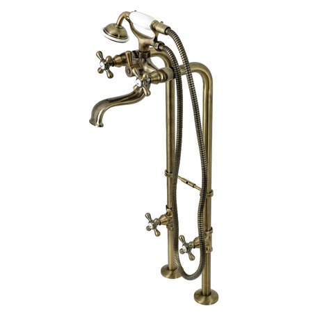 KINGSTON BRASS CCK226K3 Freestanding Clawfoot Tub Faucet Package with Supply Line, Antique Brass CCK226K3